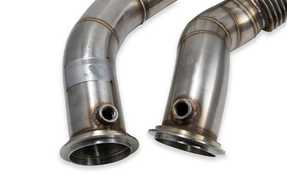 Active Autowerke (AA) BMW S55 Catless/Decat Downpipes (F80 M3, F82/F83 M4, F87 M2 Competition) - 304 Stainless, Flex Joints, Optional White Lightning Ceramic Coating - F8X Non-OPF