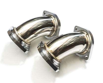 Agency Power BMW X5M X6M & X5/X6 xDrive50i 4.4L S63 N63 High-Flow Resonated Exhaust Downpipes - Catless/Decat Turbo Outlet Front Pipes, Test Pipes, 304 Stainless, V8 Twin Turbo Race Performance | AP-X6M-171