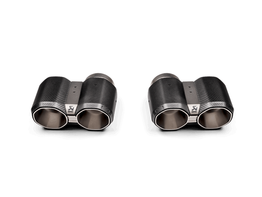Akrapovic Matte Carbon Fibre Exhaust Tips / Tailpipe Finishers for BMW G80 G82 M3 M4 & Competition (2021+) – Quad Exhaust Tips, Octagonal or Round – Titanium Core – Fits Akrapovic Slip-On Line OPF/GPF – TP-CT/68 TP-CT/69 – Akra Tip Upgrade
