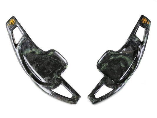 Armaspeed Luminous Green Forged Carbon Fibre Steering Wheel Paddle Shifters for BMW F30 F31 F32 F33 F34 F36 (F3X) 3 & 4 Series 2012-2020 - Glow in the Dark - Fits 330i 340i 435d xDrive 440i