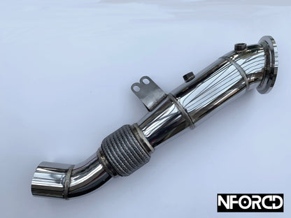 BMW B58 Decat Downpipe 4 Inch Polished Stainless - M140i M240i 340i 440i - High Flow Catless, Stage 2/Remap Ready (Off-Road Use)