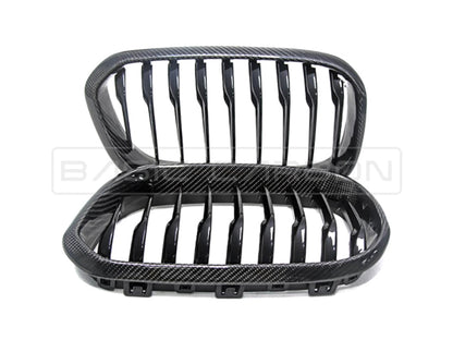 Basic Carbon BMW 2 Series F22 F23 & M2 F87 Carbon Fibre Kidney Grilles/Front Grill Upgrade – Single or Double Slat, Autoclaved Prepreg Gloss CFRP, OEM Fit Replacement – Fits 218i 220i