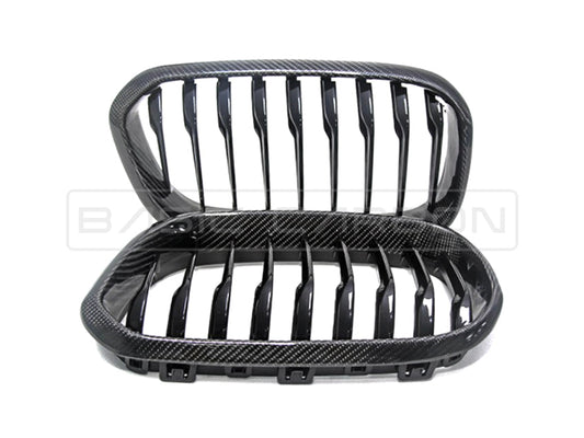 Basic Carbon BMW 2 Series F22 F23 & M2 F87 Carbon Fibre Kidney Grilles/Front Grill Upgrade – Single or Double Slat, Autoclaved Prepreg Gloss CFRP, OEM Fit Replacement – Fits 218i 220i