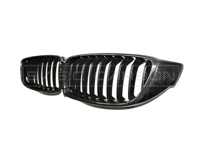 Basic Carbon Gloss Carbon Fibre/Fiber Kidney Grilles Front Grills for BMW 4 Series F32 F33 F36 & M3 M4 F80 F82 F83 (Pre-LCI & LCI) | Dry Carbon | Single or Twin/Double Slat | Direct-Fit Radiator Grille Replacement Set