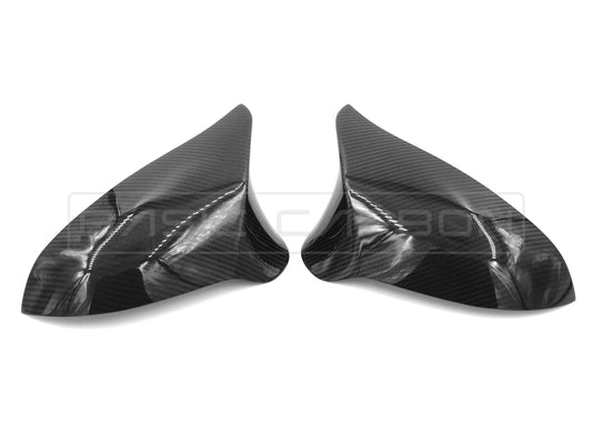 Basic Carbon BMW M3 F80 2012-2018 RHD Carbon Fibre/Fiber Wing Door Mirror Caps Covers - Gloss UV-Protected Adhesive Stick-On OEM-Fit Overlay Pair - UK Right-Hand Drive - BC99955