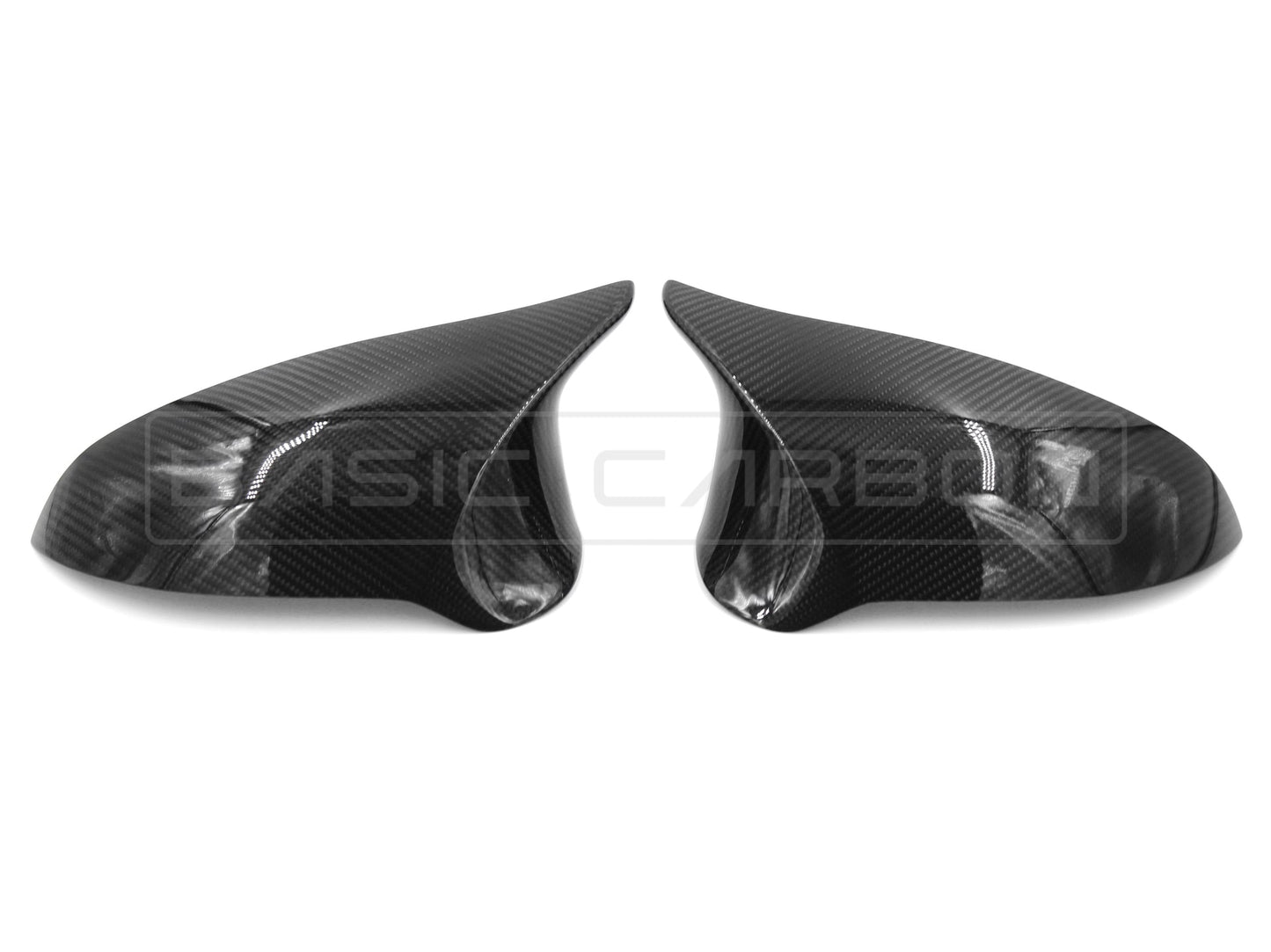 Basic Carbon BMW M3 F80 2012-2018 RHD Carbon Fibre/Fiber Wing Door Mirror Caps Covers - Gloss UV-Protected Adhesive Stick-On OEM-Fit Overlay Pair - UK Right-Hand Drive - BC99955
