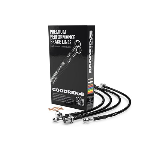 BMW 7 Series E65 E66 Goodridge SBW0770-4 4-Line Stainless Steel Performance Braided Brake Hose Lines Kit (Front & Rear) - Fits 730d 730i 735i 740Li 745i 750i 760Li