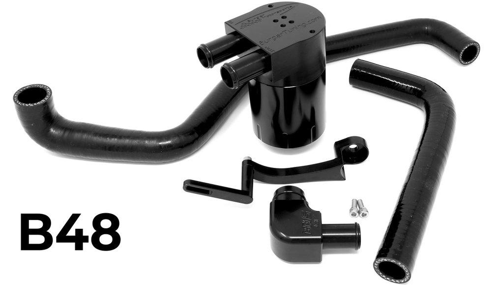 Burger Motorsports (BMS) BMW B46/B48 Oil Catch Can | Catch Tank | Oil Separator (Discontinued) – Fits 120i 125i 130i 220i 225i 230i 320i 325i 330i 420i 425i 430i – Suggested Alternative: Mishimoto Universal 2‑Port Compact PCV Baffled Catch Can
