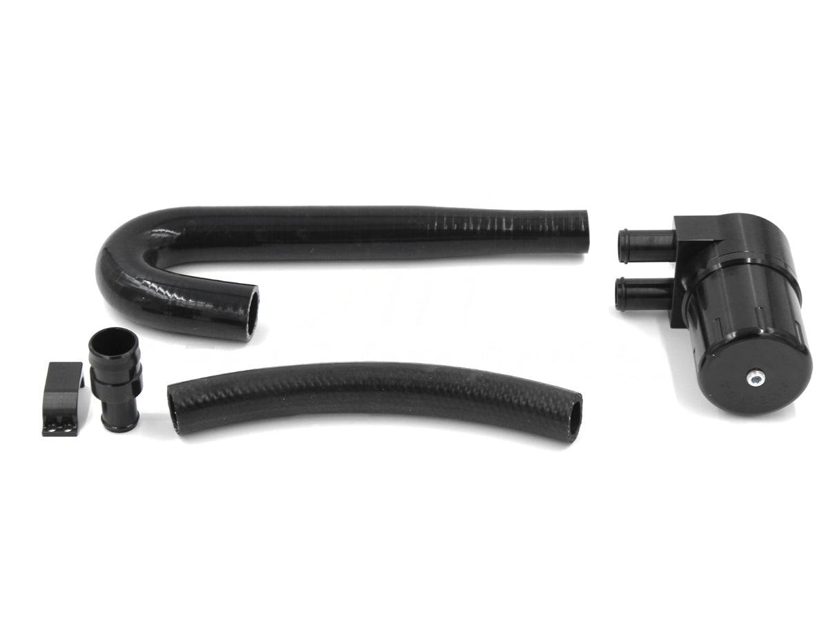 Burger Motorsports N54 Oil Catch Can / Air Oil Separator (AOS) for BMW 135i 1M 335i E-Chassis E82 E88 E90 E91 E92 E93 - Sealed PCV Crankcase Breather Kit - Billet Black, Under-Cowl Stealth Mount, Plug & Play