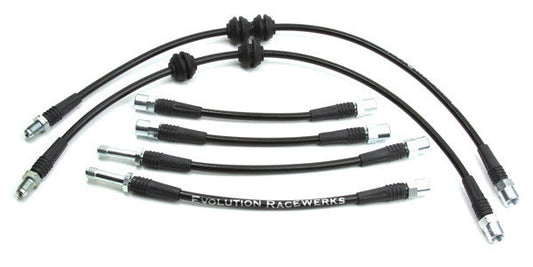 Evolution Racewerks ER BMW Stainless Steel Braided Brake Lines/Hoses - 6-Line Front & Rear Kit, PTFE (Teflon) Upgrade for E82 135i, E90/E92 335i, E90/E92/E93 M3 -