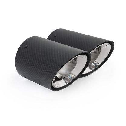 Carbon Fibre 4" (101.6mm) Exhaust Tailpipe Tips Finishers - M Performance Style Slip-On Pair for BMW G42 2 Series, G20/G21 3 Series, G22/G23 4 Series (B47 B48) - OEM Fit Replacement for 18308485758