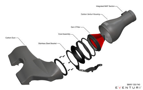 Eventuri Carbon Fibre Cold Air Intake System for BMW F40 M135i xDrive, F44 M235i xDrive, F39 X2 M35i, 128ti - Performance Induction Kit
