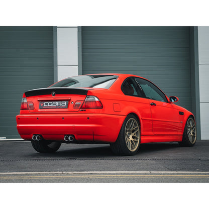BMW M3 E46 S54 3.2 Axle-Back Rear Section Performance Exhaust Back Box/Backbox - Quad 3 Inch Tips Muffler Rear Silencer Upgrade, Bolt-On to OEM Centre Section