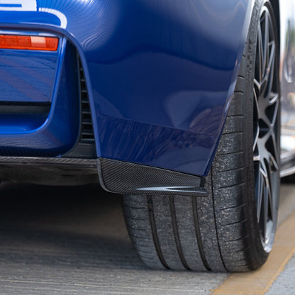 BMW M3/M4 F80 F82 F83 Carbon Fibre Rear Spats Corner Splitters Canards – Lower Bumper Extensions/Winglets, Rear Valance Corner Trims / Rear Bumper Corners, M Performance Style (2014–2020 F8X) Carbon Fiber, V-Style Diffuser Look