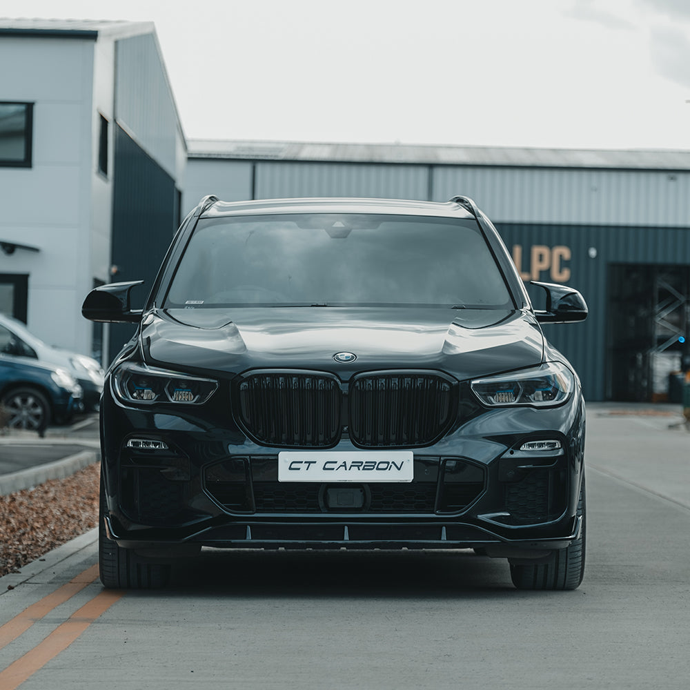 BMW X5 G05 Black Kidney Grilles 2018-on - Double Slat Twin-Bar Front Grill Replacement, Shadowline/Blackout Dechrome Radiator Grille Set - BLAK by CT Carbon