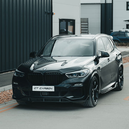 BMW X5 G05 Black Kidney Grilles Twin/Double Slat 2018–2024 – Shadowline Blackline De-Chrome Front Bumper Grill Upgrade | BLAK by CT Carbon ABS OE-Style Replacement