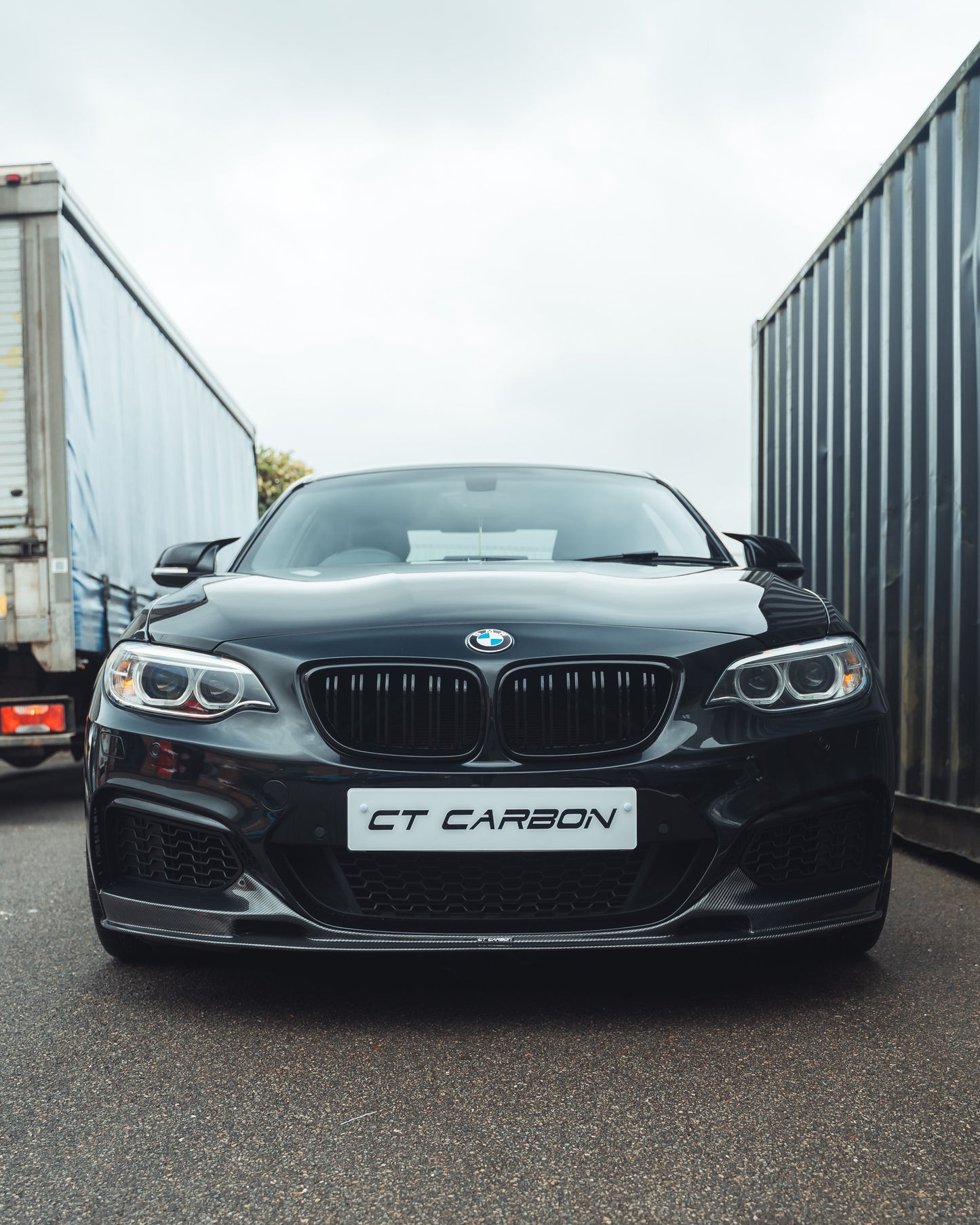 CT Carbon BMW M2 F87 (2015-2018) & 2 Series F22 (2014-2020) Twin/Double Slat Black/Blackout Kidney Grilles/Grills – Front Bumper Radiator Grille Set | OEM-Style Direct Replacement | ABS Pair