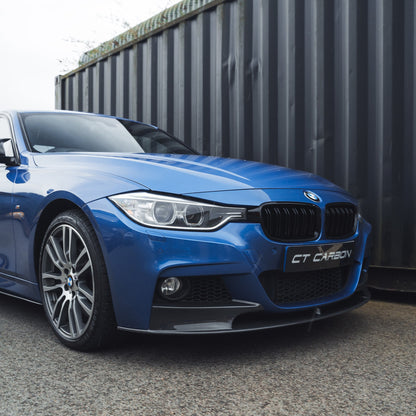 BMW 3 Series F30 Saloon/Sedan Carbon Fibre Body Kit 2011-2019 - M Performance Style Aero Pack: Front Bumper Lip Splitter, Side Skirt Extensions, Rear Diffuser, Boot/Trunk Spoiler - Full Carbon Fiber Kit UK
