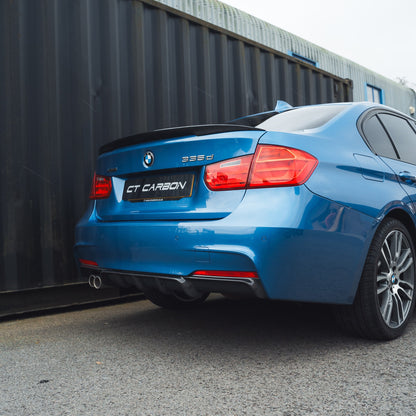 BMW 3 Series F30 Saloon/Sedan Carbon Fibre Body Kit 2011-2019 - M Performance Style Aero Pack: Front Bumper Lip Splitter, Side Skirt Extensions, Rear Diffuser, Boot/Trunk Spoiler - Full Carbon Fiber Kit UK