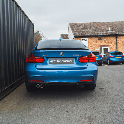 BMW 3 Series F30 Saloon/Sedan Carbon Fibre Body Kit 2011-2019 - M Performance Style Aero Pack: Front Bumper Lip Splitter, Side Skirt Extensions, Rear Diffuser, Boot/Trunk Spoiler - Full Carbon Fiber Kit UK