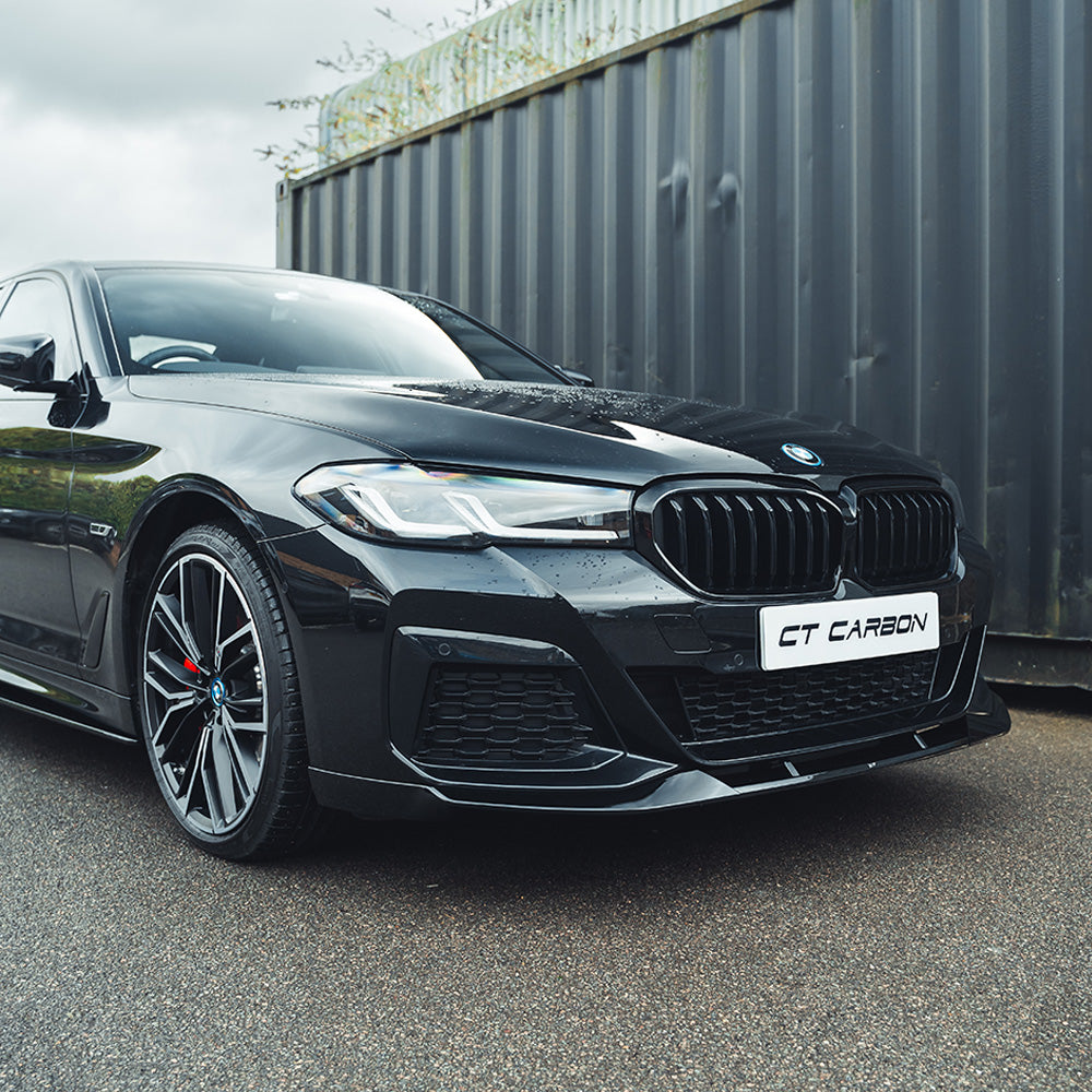 BMW 5 Series G30 LCI Facelift 2021+ Gloss/Piano Black Aero Body Kit - M Performance Style / M Sport Look - Front Splitter/Lip, Side Skirts, Rear Diffuser, Boot/Trunk Lip Spoiler - Black Pack Styling for Saloon/Sedan
