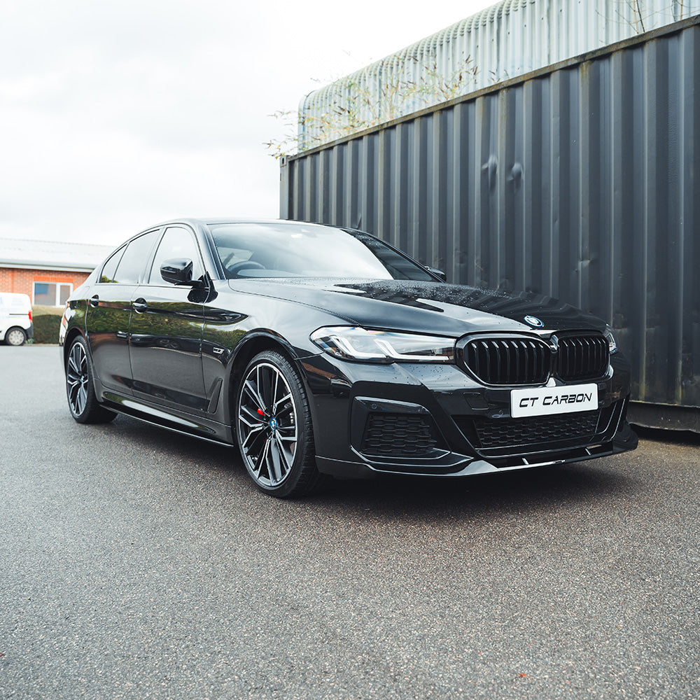 BMW 5 Series G30 LCI Facelift 2021-2025 Gloss Piano Black Body Kit M Performance Style / MP Style – Front Lip Splitter, Side Skirts, Rear Diffuser & Boot Lip Spoiler – Saloon/Sedan Aero Styling Pack, Shadowline Look, OEM+ Fit
