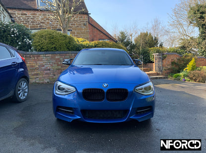 Gloss Black Kidney Grilles (Front Grills) for BMW 1 Series F20 F21 2011–2014 Pre‑LCI/Pre‑Facelift | Shadowline De‑Chrome Blackout Replacement Sport Grille Upgrade – Fits M135i 116i 118d 120d