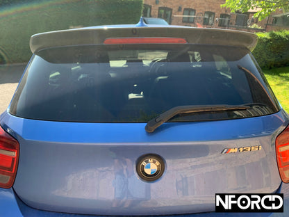 High Gloss Black Rear Badge Ring Cover for BMW 1 Series F20 F21 (2012-2019) – Boot Lid/Tailgate Emblem Surround Trim Overlay | Piano Black Dechrome Frame | 3M Stick-On | Fits M140i M135i 114i 116i 118i 120i 125i 114d 116d 118d 120d 125d