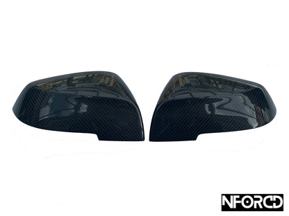 BMW Carbon Fiber/Fibre Wing Mirror Covers, Side Mirror Caps/Shells – Real Gloss Carbon OEM-Style Replacement – F20 F21 F22 F23 F30 F31 F34 F32 F33 F36 X1 E84 – 1 2 3 4 Series – Pair Left & Right