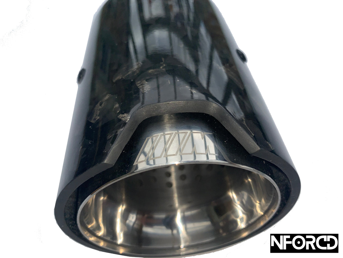 Forged Carbon Fibre Exhaust Tips for BMW - Silver Accents | M Performance Style Tailpipe Trims/Covers | Slip-On Clamp Fit End Tips | 63-67mm & 67-72mm Inlet | Marbled Carbon Tailpipe Finishers | UK Stock