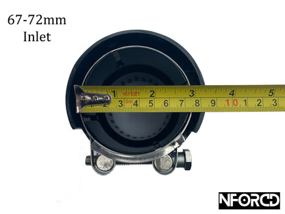 BMW Blue Forged Carbon Fibre Exhaust Tips – Tailpipe Finishers/Muffler Tail Trim, Clamp-On Slip Fit, Hidden Clamp, M-Style – 63–67mm & 67–72mm Inlet (Single) – UK Stock