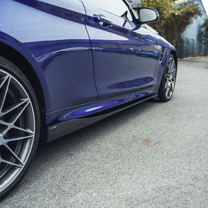 CT Carbon BMW M3/M4 F80 F82 F83 (F8X) Carbon Fibre Side Skirts, 3D-Style Gloss | Side Skirt Extensions, Side Blades, Rocker/Sill Extensions | Fits 2014-2020 M3 Saloon, M4 Coupe & Convertible