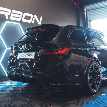 BMW M3 Touring G81 2021+ Carbon Fibre Rear Boot Lip Spoiler - CT Design Pre-Preg Dry Carbon Tailgate Lip, Rear Wing Extension with Add-On Window Trim - OEM Style Estate/Wagon Aero Upgrade