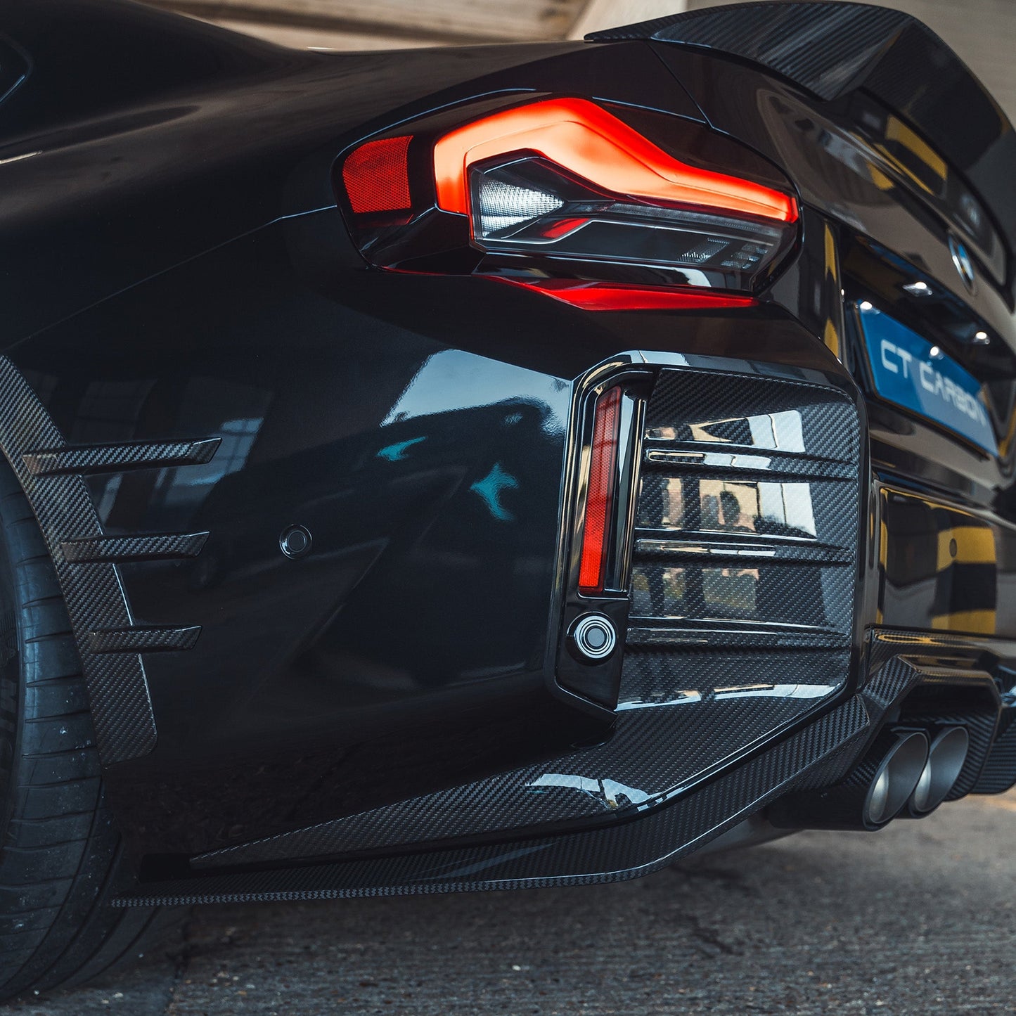 BMW M2 G87 (2023+) Carbon Fibre/Fiber Rear Bumper Trim – Rear Valance Garnish, Rear Apron Insert & Diffuser Surround | Gloss OEM-Style Performance Tail Accent by CT Carbon