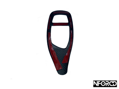 BMW F-Series Carbon Fibre Gear Shift/Selector/Lever Knob Trim Cover – Real Carbon Fiber Overlay, 3M VHB Adhesive – Fits F20 F21 F22 F30 F31 F34 (1/2/3 Series, LHD Only) – Shifter Cap Shell Interior Console Upgrade