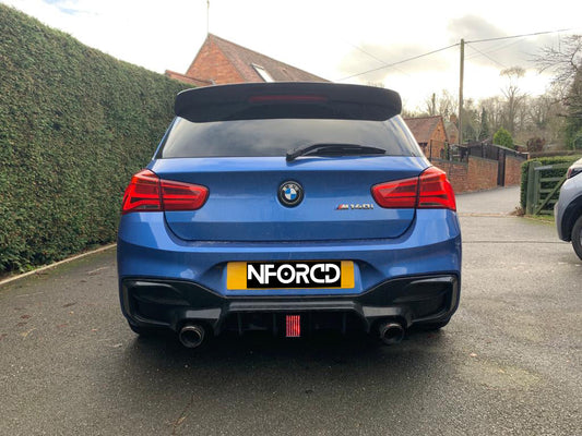 BMW 1 Series M140i/M135i LCI Facelift F20 F21 F1-Style LED Rear Centre/Center Rain/Fog & 3rd Brake Light - Diffuser-Mounted, Flashing or Steady, No-Drill - Fits KSB, Nforcd and similar aftermarket diffusers
