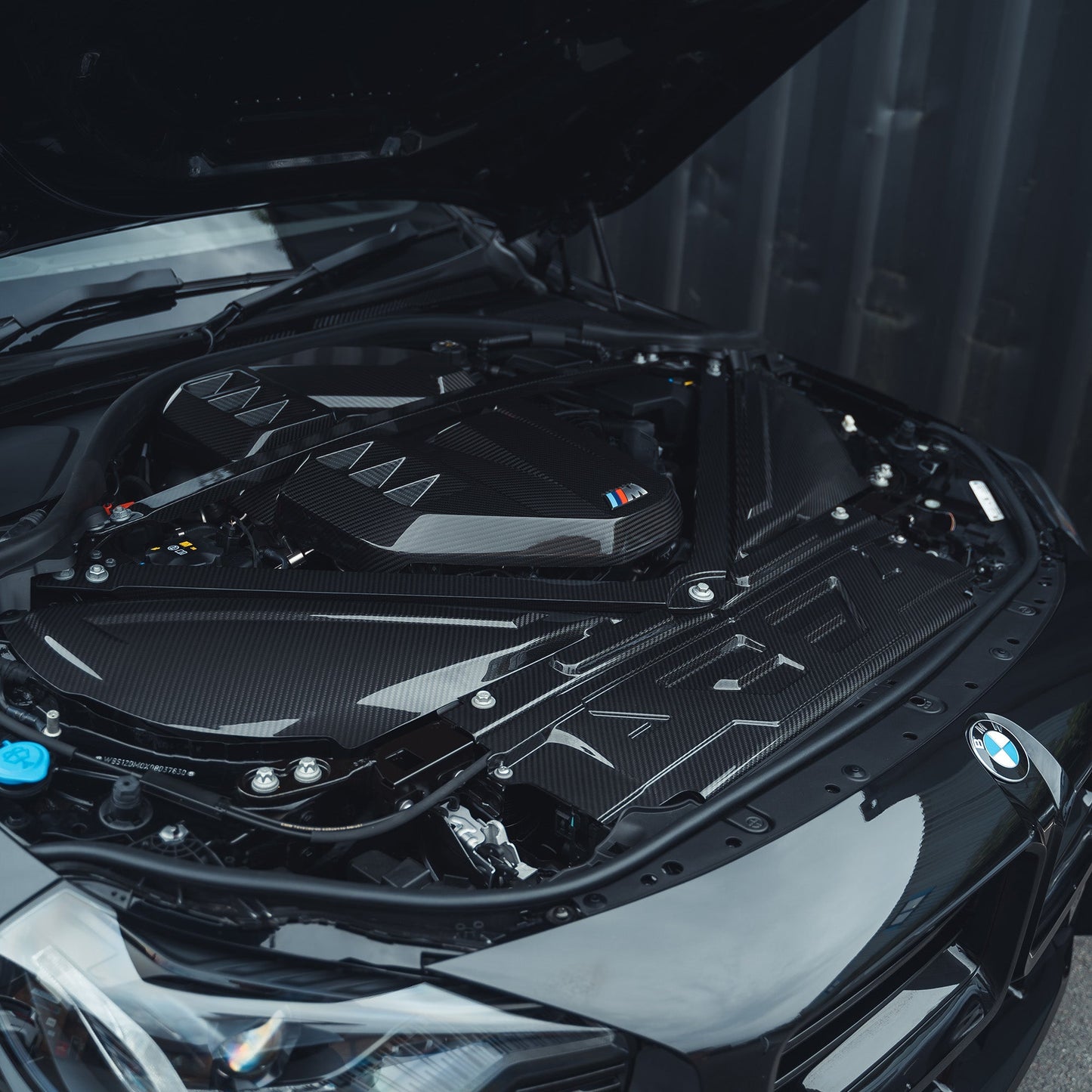 CT Carbon BMW M2 M3 M4 G87 G80 G81 G82 G83 Carbon Fibre/Fiber Slam Panel Cover – Upper Radiator Top Cover, Radiator Shroud, Core Support Lock Carrier Bonnet Latch Engine Bay Trim – G8X S58 2x2 Twill Pre-Preg
