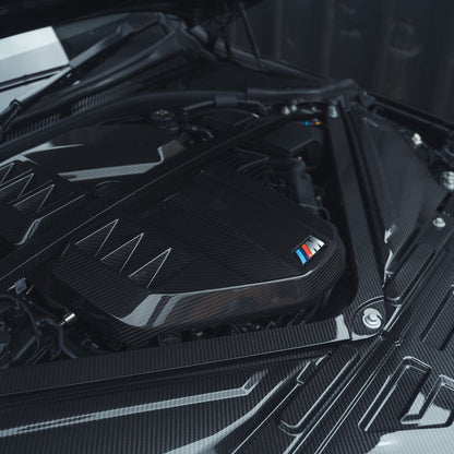 BMW M2 M3 M4 G87 G80 G81 G82 G83 (2021+) S58 Carbon Fibre/Fiber Engine Cover - G8X Pre-Preg Carbon Engine Top Cover, Engine Shroud, Underhood/Under-Bonnet Motor/Engine Bay Cover | OEM+ Engine Bay Dress-Up (CT Carbon)