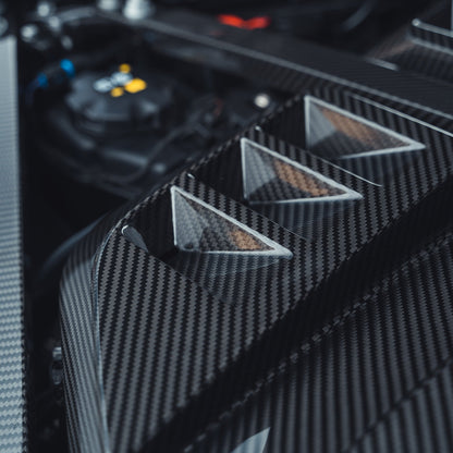 BMW M2 G87, M3 G80/G81 & M4 G82/G83 S58 Carbon Fibre/Fiber Engine Bay Carbon Pack/Dress Up Kit V2 - Engine Cover + Strut Brace/Bar - Gloss Carbon Underhood/Under-Bonnet Trim G8X G-Series - CT Carbon