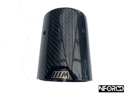 Black Carbon Fibre/Carbon Fiber Exhaust Tips Tailpipe Trims/Exhaust Finishers for BMW | M2 M3 M4 3 Series 4 Series | Clamp-On Muffler Tailpipe Ends | 60–63mm & 64–67mm | Quad or Twin | UK Stock