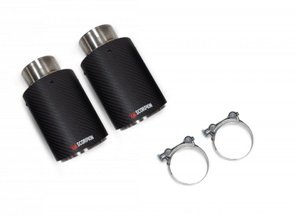 BMW 2 Series M240i Exhaust Tips  Scorpion Ascari 90mm Twin Carbon Fibre (GPF/OPF) 20162020 F22 F23  For Scorpion Systems Only