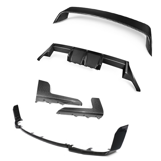 BMW M2 (G87) 2023+ Full Carbon Fibre/Fiber Body Kit – MP/M Performance Style Aero Pack/Kit by CT Carbon: Front Lip Splitter, Side Skirts, Rear Diffuser, Rear Wing Spoiler – Dry Pre-Preg Gloss Real Carbon OEM+