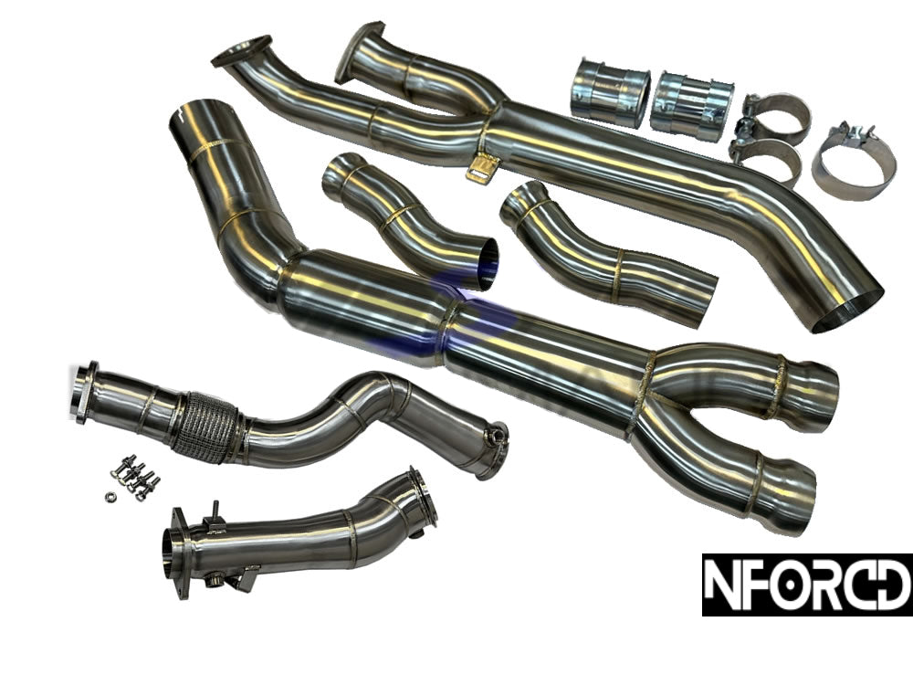 BMW G87 M2 S58 Downpipes + Midpipe Bundle | R-Sport 76mm (3") Catless/Decat Turbo Outlet & Front Pipes + Centre/Center Section | T304 Stainless | Fits G8X G80/G81 M3 & G82/G83 M4 | Direct Bolt-On, Stage 2 Ready