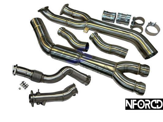 BMW G87 M2 S58 Downpipes + Midpipe Bundle | R-Sport 76mm (3") Catless/Decat Turbo Outlet & Front Pipes + Centre/Center Section | T304 Stainless | Fits G8X G80/G81 M3 & G82/G83 M4 | Direct Bolt-On, Stage 2 Ready
