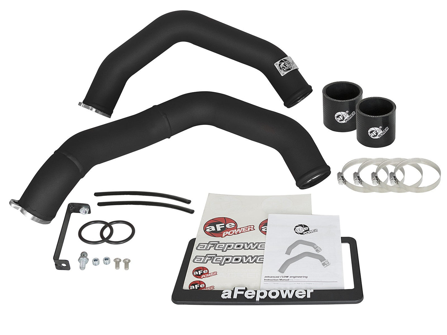 aFe Power Hot-Side Charge Pipes / Boost Pipes / Turbo Outlet Intercooler Tubes for BMW M3 M4 F80 F82 F83 F8X (S55 3.0T 2015-2018) - Aluminium Wrinkle-Black - Compressor Outlet Hard Pipe Kit - 46-20198-B