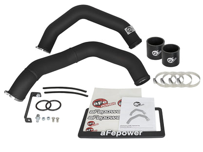 aFe Power Hot-Side Charge Pipes / Boost Pipes / Turbo Outlet Intercooler Tubes for BMW M3 M4 F80 F82 F83 F8X (S55 3.0T 2015-2018) - Aluminium Wrinkle-Black - Compressor Outlet Hard Pipe Kit - 46-20198-B