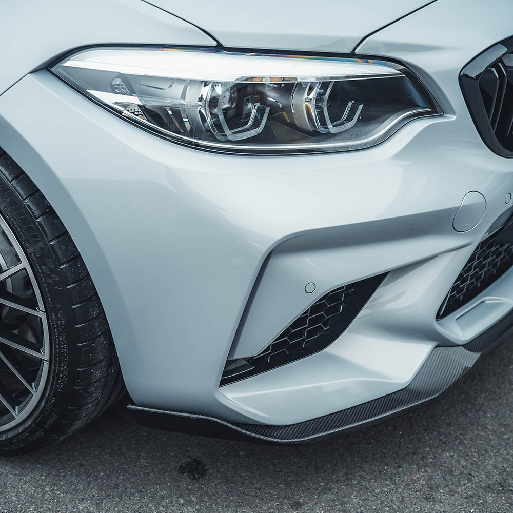 BMW M2 Competition F87 CS Style Gloss Carbon Fibre/Carbon Fiber (CFRP) Front Lip Splitter - M2C Chin Spoiler Front Bumper Lip Valance by CT Carbon (2018+)