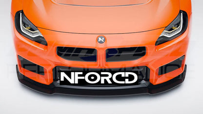 BMW M2 G87 Carbon Fibre Clubsport Front Splitter by Alpha-N Performance - Pre-Preg 2x2 Twill Front Lip Spoiler, Adjustable 2-Piece - 2023+ S58