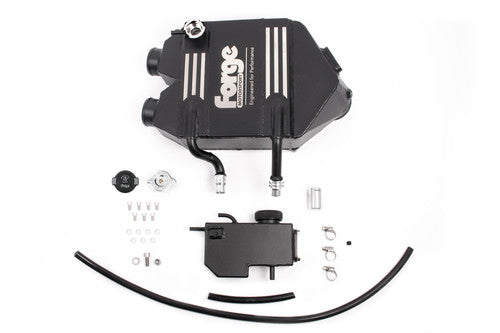Forge Motorsport BMW M3 M4 S55 Top Mount Intercooler Chargecooler with Expansion Header Tank - 4 Pass Bar and Plate AWIC TMIC - WMI 1/8 NPT - Direct Fit Charge Air Manifold Cooler F80 F82 F83