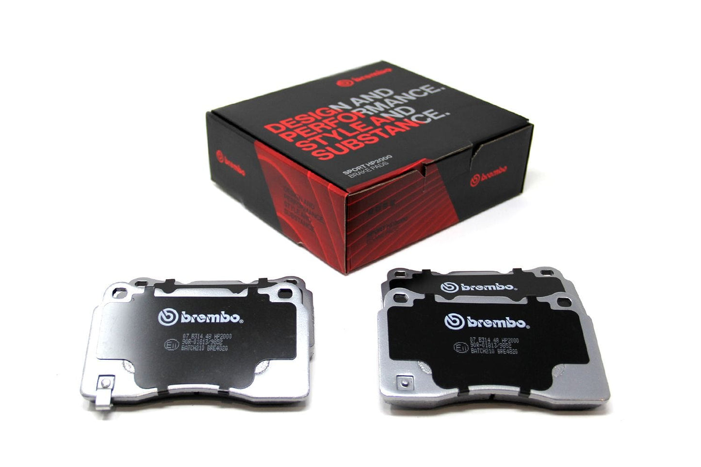 Brembo 07.B314.48 HP2000 Sport Front Brake Pad Set (Fast Road) - With Wear Sensor - Fits Megane RS 250/265/275/300, Volvo S60R V70R, Alfa Romeo 159/Brera/Spider, Maserati Ghibli, Lancia Kappa | WVA 23092 23110